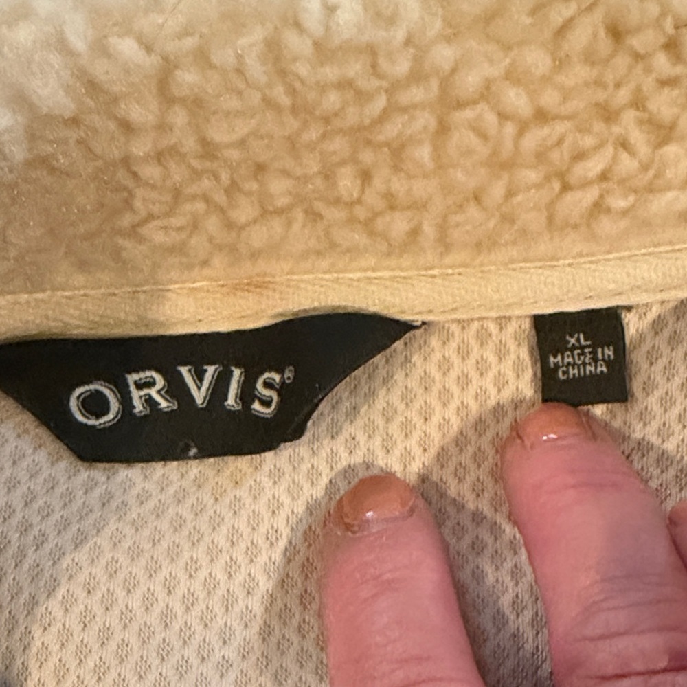 Orvis Beige and Brown Fleece Jacket - Picture 2 of 2